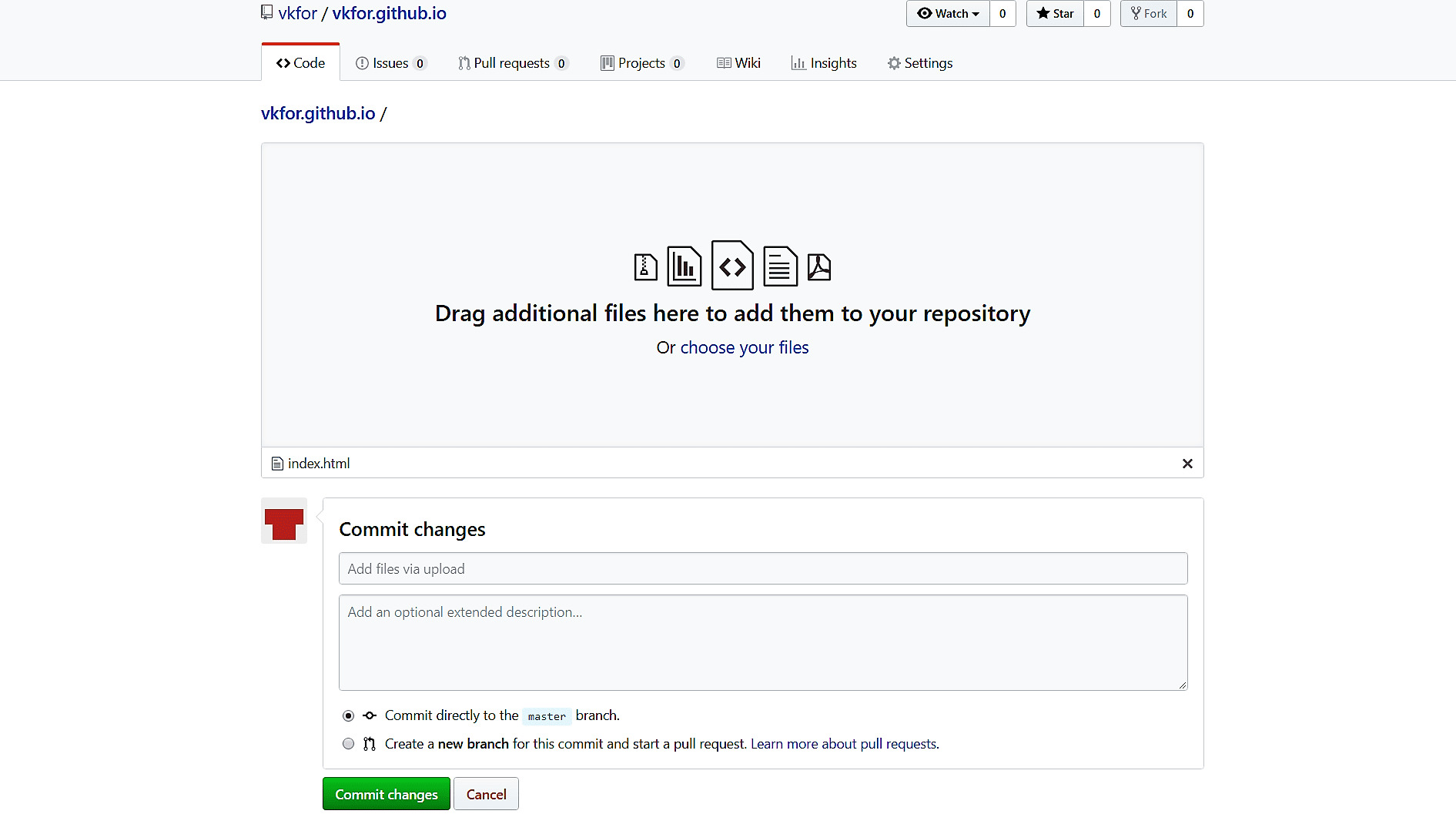 Загрузка файлов в репозиторий